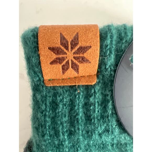 Britt's Knits Kid's Bonfire Gloves in a heathered green color. - Picture 4 of 10